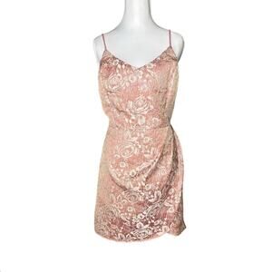 Lulus Romantic Coquette Semi Formal XL Pink Floral Jacquard Tulip Mini Dress